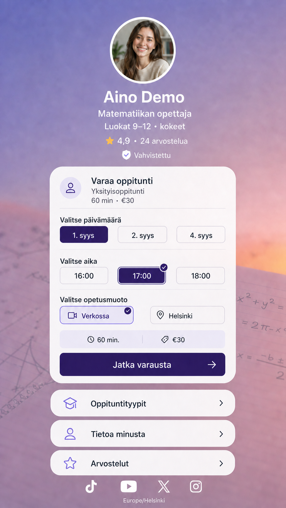 Digitaalinen käyntikortti muuttaa kiinnostuksen oppituntipyynnöiksi