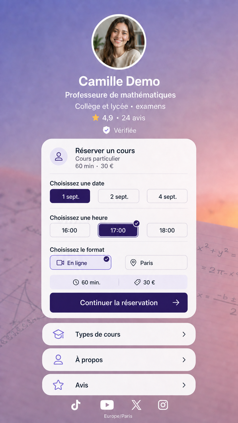Une carte de visite numérique qui transforme l’intérêt en demandes de cours