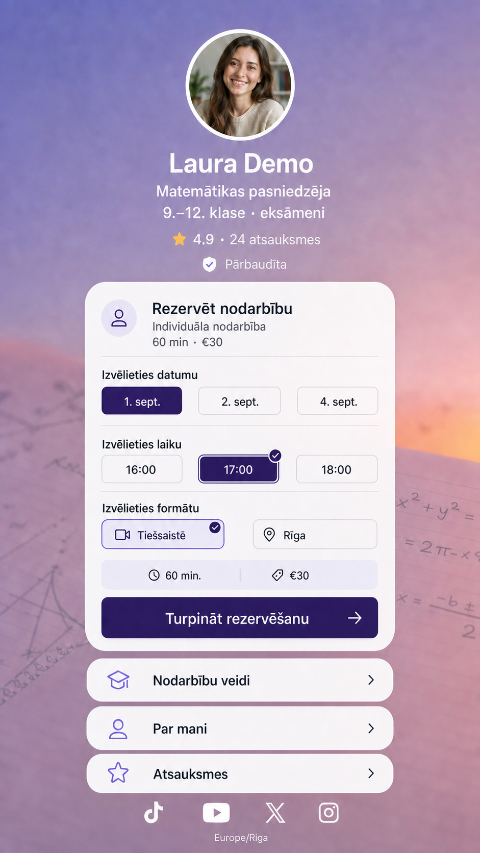 Digitālā vizītkarte, kas interesi pārvērš nodarbību pieteikumos
